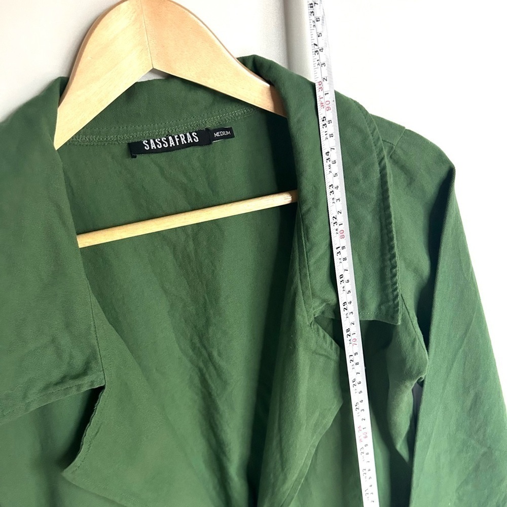 SASSAFRAS Women Longline Full Sleeve Green Shrug open jacket coat medium - Picture 4 of 9